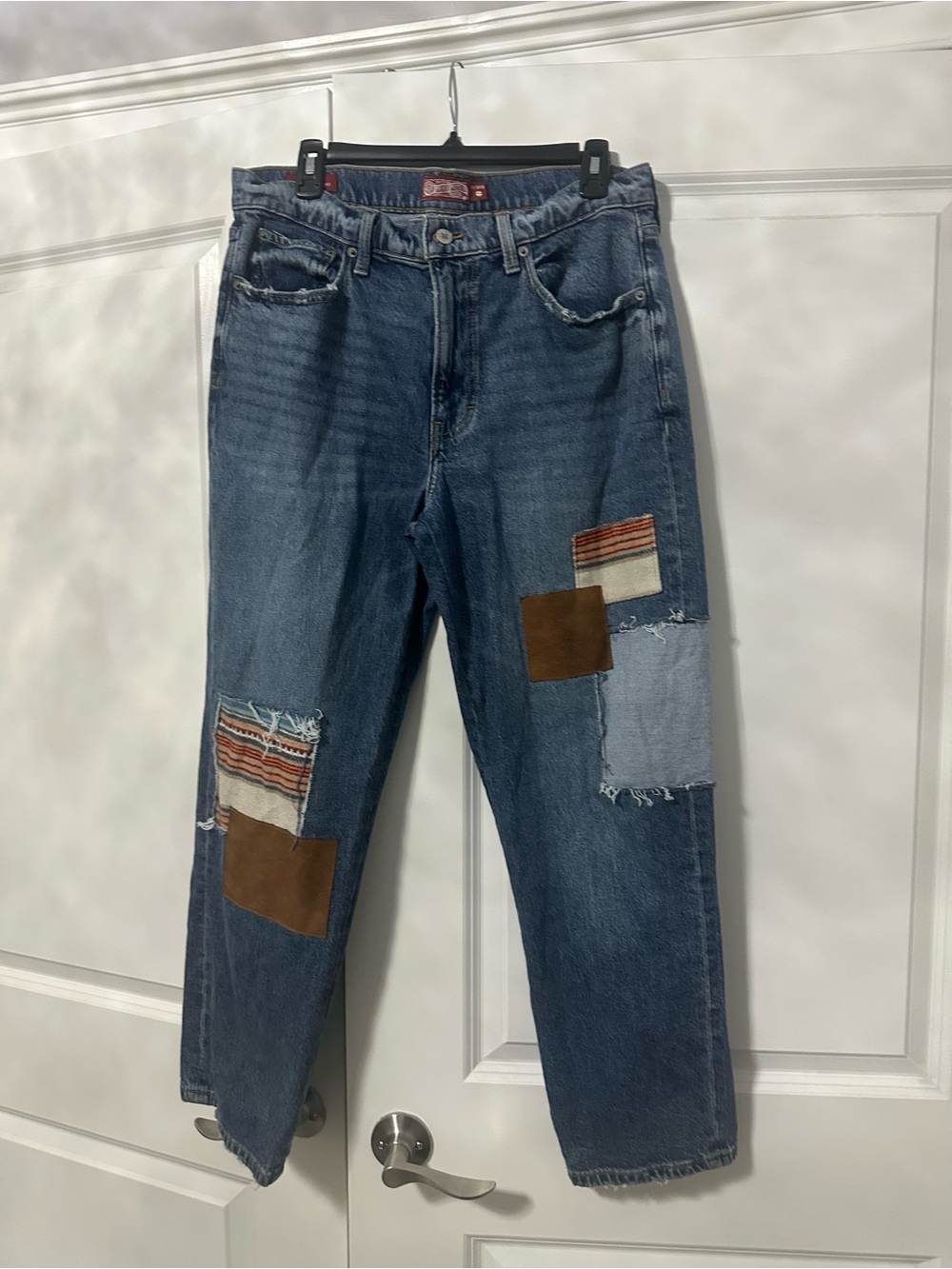 Lucky Brand Blue Relaxed Jeans with Patchwork Accents